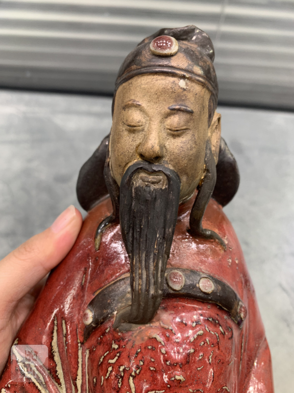 清晚期红釉太白醉酒塑像 - 图9